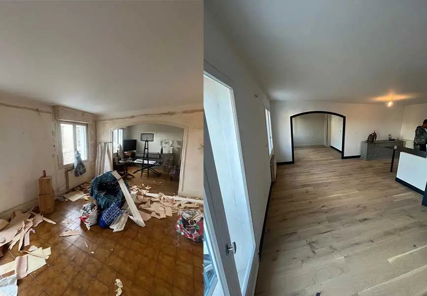 Avant/Après : Rénovation sols et peinture maison Douarnenez